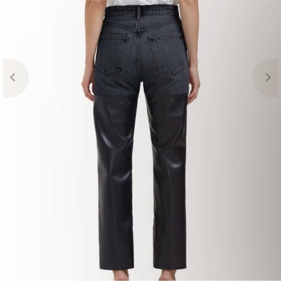 AGOLDE Pieced 90's Pinch Waist Jean in Howl & Detox Leather size 23 - Picture 3 of 8